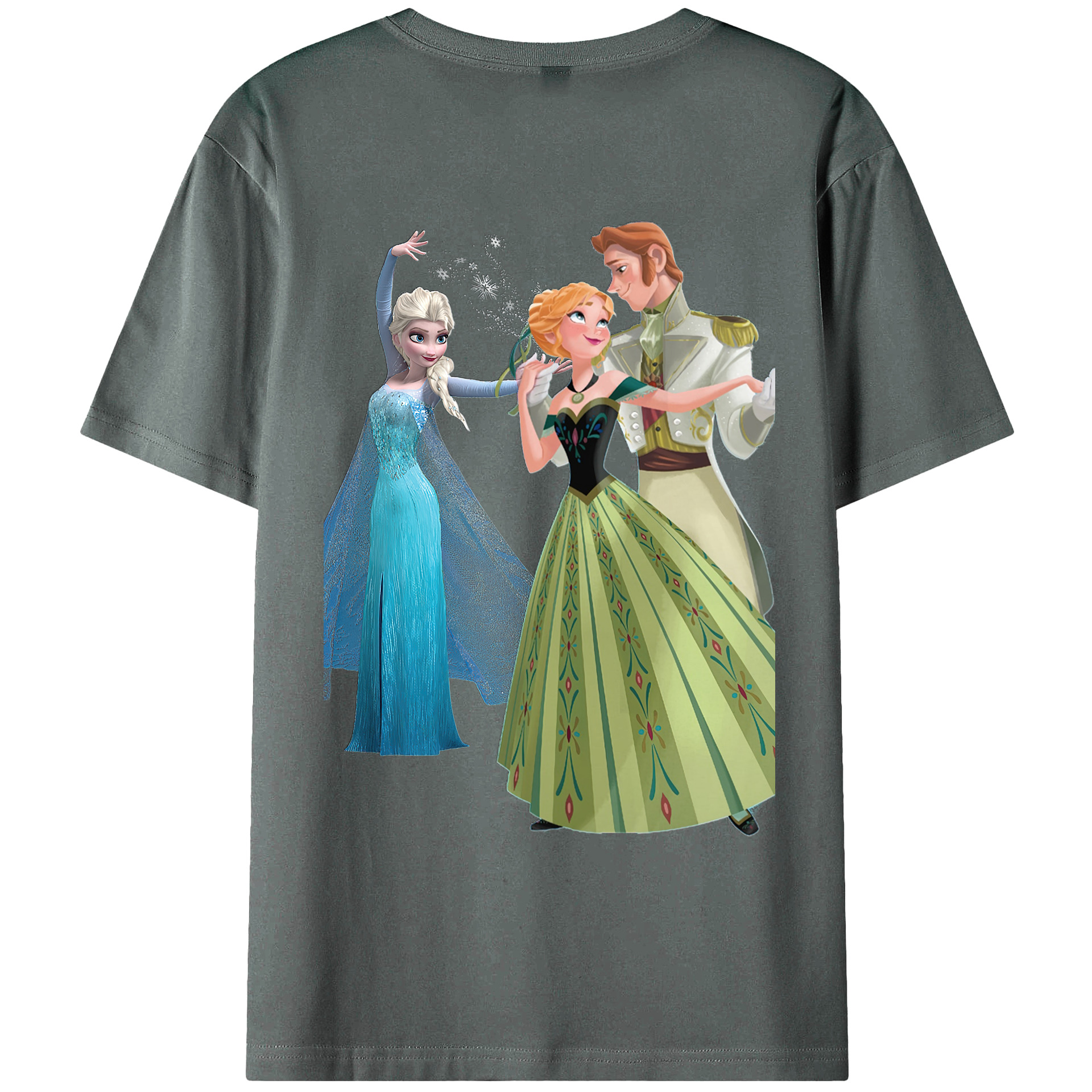 （画像用） アナと雪の女王 アンナ エルサ Frozen Anna Elsa 綿100％ メンズ半袖Tシャツ（バックプリント） 通気性